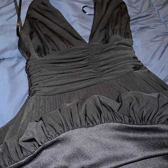 Black CACHE goth stretch halter neck bubble dress size 2 - Picture 6 of 9